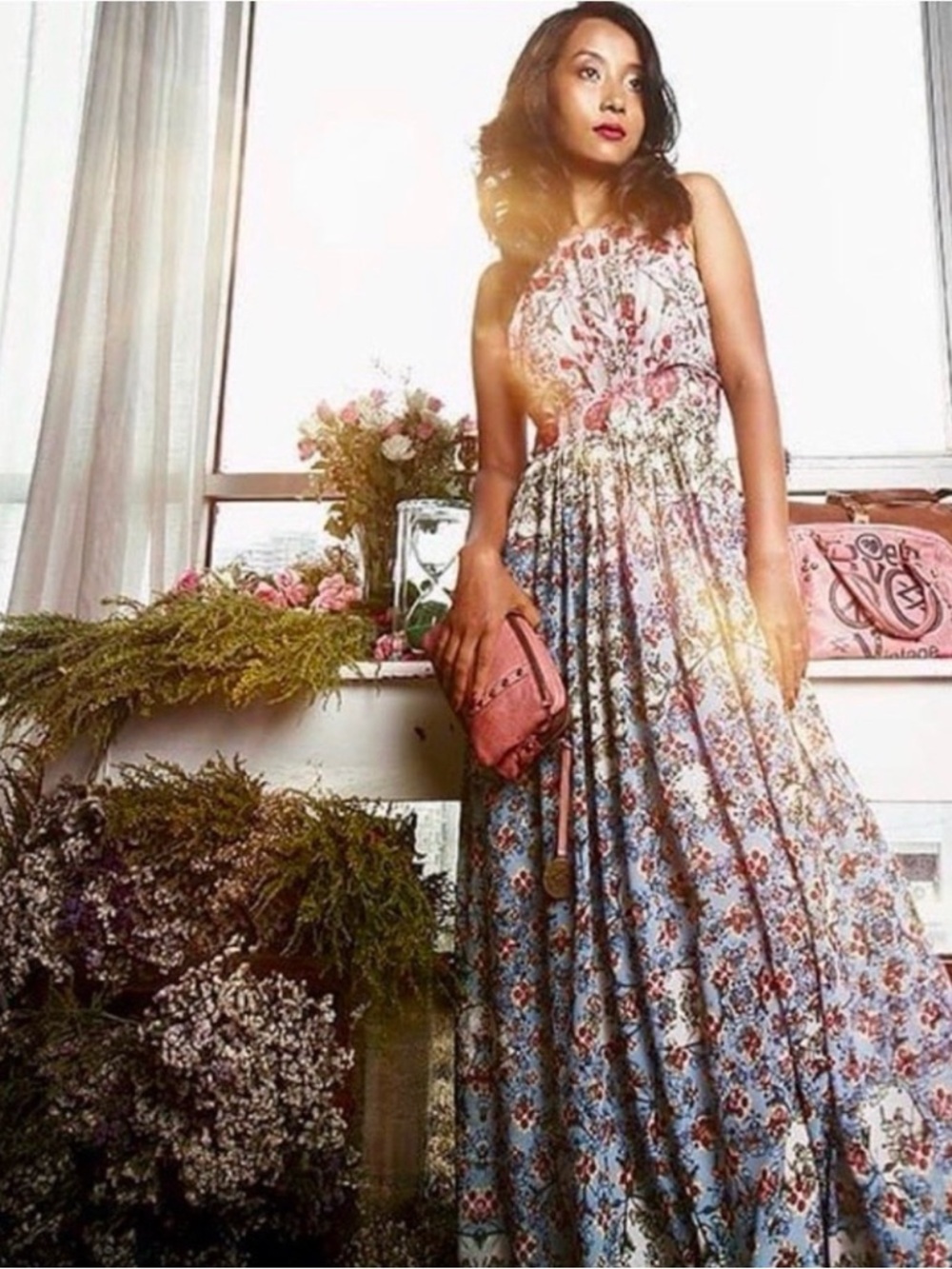 Anthro Bhanuni by Jyoti Adelise Beaded Halter Maxi Dress sz 4